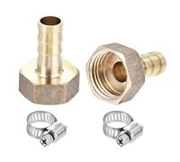 sourcing map Raccord Cannelé Tube Laiton Connecteur Adaptateur 10mm Barbelé x G1/2 Femelle Tuyau avec 6-12mm Tube Pince 2Ensemble