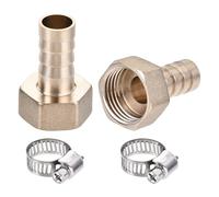 sourcing map Raccord Cannelé Tube Laiton Connecteur Adaptateur 12mm Barbelé x G1/2 Femelle Tuyau avec 9-16mm Tube Pince 2Ensemble