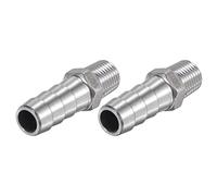 sourcing map Raccord Cannelé Tuyau Barbillon 13mm OD x 1/4PT Mâle Filetage 304 Inox Acier Droit Tuyau Connecteur pour Eau Air Carburant Paquet 2