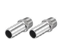 sourcing map Raccord Cannelé Tuyau Barbillon 19mm OD x 1/2PT Mâle Filetage 304 Inox Acier Droit Tuyau Connecteur pour Eau Air Carburant Paquet 2