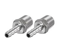 sourcing map Raccord Cannelé Tuyau Barbillon 6mm OD x 1/4PT Mâle Filetage 304 Inox Acier Droit Tuyau Connecteur pour Eau Air Carburant Paquet 2