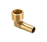 sourcing map Raccord Cannelé Tuyau Barbillon Laiton 90° Coude 12mm Barbelé x 1/2PT Mâle