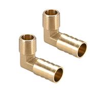 sourcing map Raccord Cannelé Tuyau Barbillon Laiton 90° Coude 16 mm Barbelé à 3/8 PT Mâle Tuyau 2Pcs