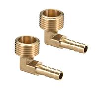 sourcing map Raccord Cannelé Tuyau Barbillon Laiton 90° Coude 8mm Barbelé x 1/2PT Mâle Tuyau 2Pcs