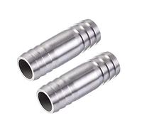 sourcing map Raccord de tuyau cannelé, 20 x 60 mm en acier inoxydable 304 poli, coupleur droit adaptateur connecteur rapide pour eau, carburant, air, huile, gaz - 2 pièces