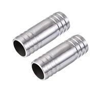 sourcing map Raccord de tuyau cannelé, 25 x 65 mm en acier inoxydable 304 poli, coupleur droit adaptateur connecteur rapide pour eau, carburant, air, huile, gaz - 2 pièces