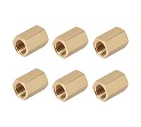 Sourcing map Raccord de tuyau droit hexagonal en laiton filetage femelle G Doré G1/8 x G1/8(6pcs)