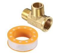 sourcing map Raccord de tuyau en T en laiton, G1/2" (mâle x mâle x femelle) 3 voies adaptateur de raccord en T pour transport de gaz