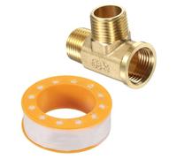 sourcing map Raccord de tuyau en T en laiton, G1/2" (mâle x mâle x femelle) 3 voies adaptateur de raccord en T pour transport de gaz