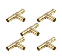 sourcing map Raccord Laiton 10mm Cannelé 3 Voies Connecteur T Adaptateur pour Tuyau Huile Air Eau 5pcs
