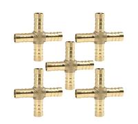 sourcing map Raccord Laiton 10mm Croix 4 Voies 5pcs pour Air Eau Huile