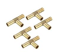 sourcing map Raccord Laiton 10mm Raccord Cannelé de Tuyau 3 Voies Connecteur T Air Eau Gaz Carburant 5pcs