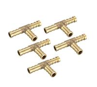 sourcing map Raccord T 3 Voies 8mm Laiton Doré 5pcs Air Eau Gaz Carburant | 8mm, Ton Or, Pour Carburant, Huile, Longueur 16mm, Poids 65g, Taille Totale 47.5x28mm, Connexion Barbelée