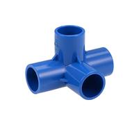 sourcing map Raccord Tuyau 4 Voie PVC coudé pour Meuble T Irrigation irrigation Bleu 25mm 5Pcs