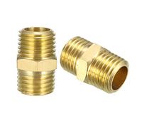 sourcing map Raccord tuyau laiton Mamelon hexagonal, 1/4" NPTx1/4" NPT Mâle Tuyau 5Pcs