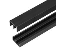 sourcing map Rail de porte coulissante en plastique, 1 m pour fenêtre d'armoire coulissante en verre pour panneaux de 0,6 cm d'épaisseur, pour petite porte de placard de contournement, noir