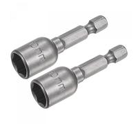 sourcing map Rapide-Change Écrou Empreinte Pointe 1/4" Hexagonal Tige 10mm Magnétique Écrou Régleur Forage Pointes 1.89" Longueur Métrique 2 Pcs