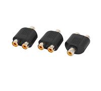 sourcing map RCA Femelle à 2 Femelle Y Splitter AV Audio Vidéo Douille Adaptateur 3Pcs