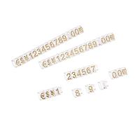 sourcing map Réglable Amovible Mini Cube Prix Étiquette Affichage Numéro Lettre Prix Étiquette Stand Bloc Trousse pour Magasin Comptoir Gold sur Transparent 3.3x5.6mm 10 Ensembles