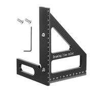 sourcing map Règle de mesure multi-angles 3D 45/90 degrés impérial en alliage d'aluminium pour travail du bois, rapporteur carré avec vis et clé hexagonale pour menuisier, noir