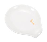 sourcing map Repose-cuillère à café en céramique - 10 cm - Résistant à la chaleur - Accessoires de table pour café, bar, cuisine, salle à manger, cuisinière - Décoration de table (lettre R, blanc)