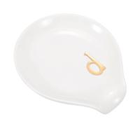 sourcing map Repose-cuillère à café en céramique - 10 cm - Résistant à la chaleur - Accessoires de table pour café, bar, cuisine, salle à manger, cuisinière - Décoration de table (lettre D, blanc)