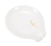 sourcing map Repose-cuillère à café en céramique de 10 cm, résistant à la chaleur, accessoire de table pour café, bar, cuisine, salle à manger, cuisinière, décoration de table (lettre F, blanc)
