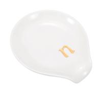 sourcing map Repose-cuillère à café en céramique de 10 cm, résistant à la chaleur, accessoire de table pour café, bar, cuisine, salle à manger, cuisinière, décoration de table (lettre U, blanc)