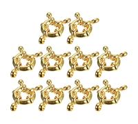 sourcing map Ressort Anneau Fermoir, 10Pcs 10mm Laiton Rond Fermé Ressort Anneau Fermoir Raccords pour DIY Collier Bracelets Bijouterie Fabrication, Doré Ton