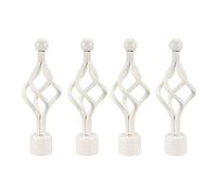 sourcing map Rideau Barre Fleurons Fer Capuchon Extrémité pour 28mm Draperie Pôle Blanc 160mm x 56mm 4Pcs