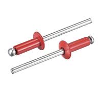sourcing map Rivets aveugles, 4mm x 10mm Aluminium Ouvert Terminal Plat Rond Tête Rivet pour Assemblage Métal Plaque, Rouge 25 Pcs