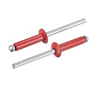 sourcing map Rivets aveugles, 4mm x 16mm Aluminium Ouvert Terminal Plat Rond Tête Rivet pour Assemblage Métal Plaque, Rouge 100 Pcs