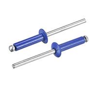 sourcing map Rivets aveugles, 4mm x 16mm Aluminium Ouvert Terminal Plat Rond Tête Rivet pour Assemblage Métal Plaque, Bleu 100 Pcs