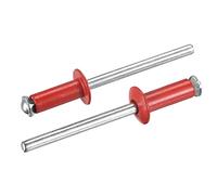 sourcing map Rivets aveugles, 5mm x 13mm Aluminium Ouvert Terminal Plat Rond Tête Rivet pour Assemblage Métal Plaque, Rouge 25 Pcs