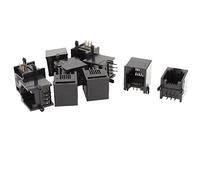 sourcing map RJ11 Modulaire Fiche 6P6C PCB Prise Connecteur Noir Téléphone | Matériel Plastique, Taille 1.8x1.3x1.2cm, Poids 12g, Type 6P6C, 6 Broches Rondes, Sans Blindage, Montage PCB, 10Pcs