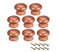 sourcing map Rond Bois Poignées 8Pcs 35mm Diamètre Cabinet Meubles Cuisine Poignées pour Commode Tiroir Armoire Foncé Rouge