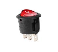 sourcing map Rouge Lampe Rétroéclairé On/Off 3 Borne SPST 2 Position I/O Mini Rond Bouton Bascule lumiere Interrupteur à Bascule AC 250V/10A 125V/12A