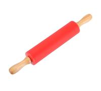 sourcing map Rouleau à pâtisserie en silicone anti-adhésif de 30,5 cm avec poignée en bois pour la maison, la cuisine, la pâte, les biscuits, la pâtisserie, rouge