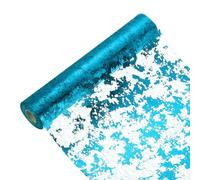 sourcing map Rouleau de chemin de table bleu lac 29 cm x 14,3 m en maille métallique à paillettes pour décoration de table pour mariage, fête d'anniversaire, Noël, Nouvel An