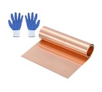 sourcing map Rouleau de feuille de cuivre 1 m, 1000 x 150 x 0,02 mm, bande de cuivre pur clignotant, plaque métallique avec gants étanches pour toiture, réparation de maison, projets de bricolage