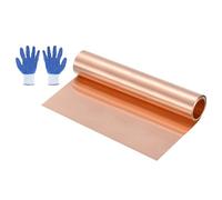 sourcing map Rouleau de feuille de cuivre de 1 m, bande de cuivre pur clignotante avec gants étanches pour toiture, réparation de maison, projets de bricolage, bijoux artisanaux