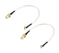 Sourcing map RP-SMA Femelle vers MMCX Mâle Angle Droit RG178 Câble coaxial 20,3 cm 2 pièces