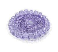 sourcing map Ruban à volants vichy à 2 couches - 4,6 m x 3,5 cm - En mousseline de soie - Pour couture, loisirs créatifs, robe et décoration d'intérieur - Violet