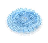 sourcing map Ruban à volants vichy à 2 couches - 4,6 m x 3,5 cm - En mousseline de soie - Pour couture, loisirs créatifs, robe et décoration d'intérieur - Bleu