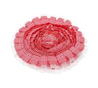 sourcing map Ruban à volants vichy à 2 couches - 4,6 m x 3,5 cm - En mousseline de soie - Pour couture, loisirs créatifs, robe et décoration d'intérieur - Rouge