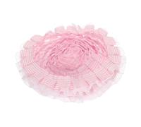 sourcing map Ruban à volants vichy à 2 couches - 4,6 m x 3,5 cm - Ruban plissé en mousseline de soie pour couture, loisirs créatifs, décoration de robe et décoration d'intérieur, rose clair