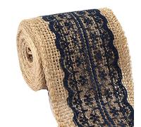 sourcing map Ruban de Jute Ruban Dentelle Sangle Jute Rouleau Bord Garniture pour Artisanat Mariage Emballage Cadeaux 2M Bleu Marine