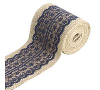 sourcing map Ruban de Jute Ruban Dentelle Sangle Jute Rouleau Bord Garniture pour Artisanat Mariage Emballage Cadeaux Bleu Marine