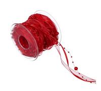 sourcing map Ruban de perles artificielles de 1,9 cm x 9,9 m en mousseline de soie - Guirlande de perles artificielles pour loisirs créatifs, maison, fête de mariage, arbre de Noël - Rouge