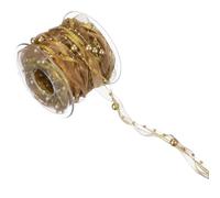 sourcing map Ruban de perles artificielles de 1,9 cm x 9,9 m - Ruban en mousseline de soie - Guirlande de perles artificielles pour loisirs créatifs, maison, fête de mariage, arbre de Noël - Doré